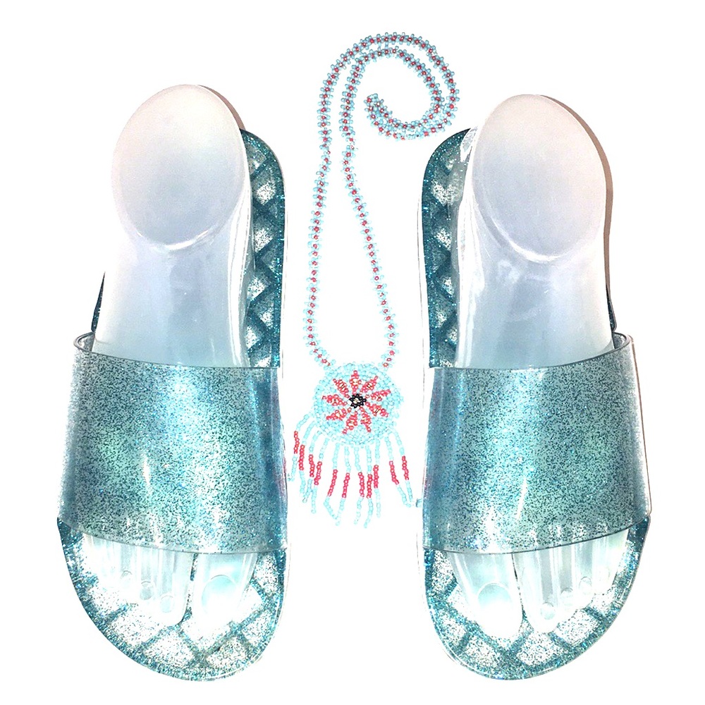 SOLE MATES glitter aqua jelly slide sandals